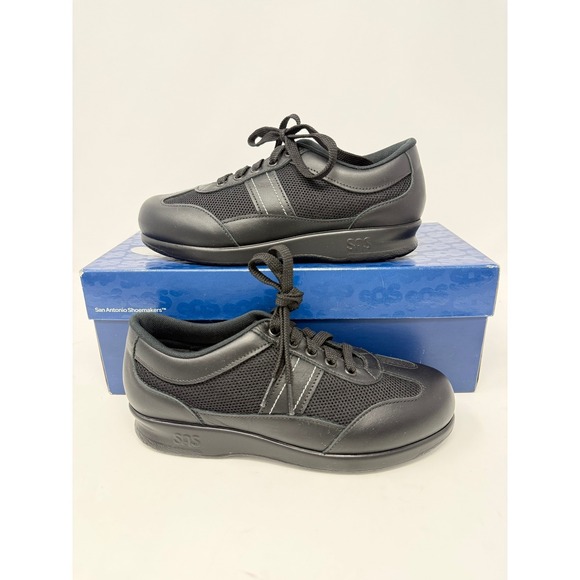 SAS FT Mesh Women 5M Black Sneakers Leather Shoes NEW IN BOX - Picture 2 of 8